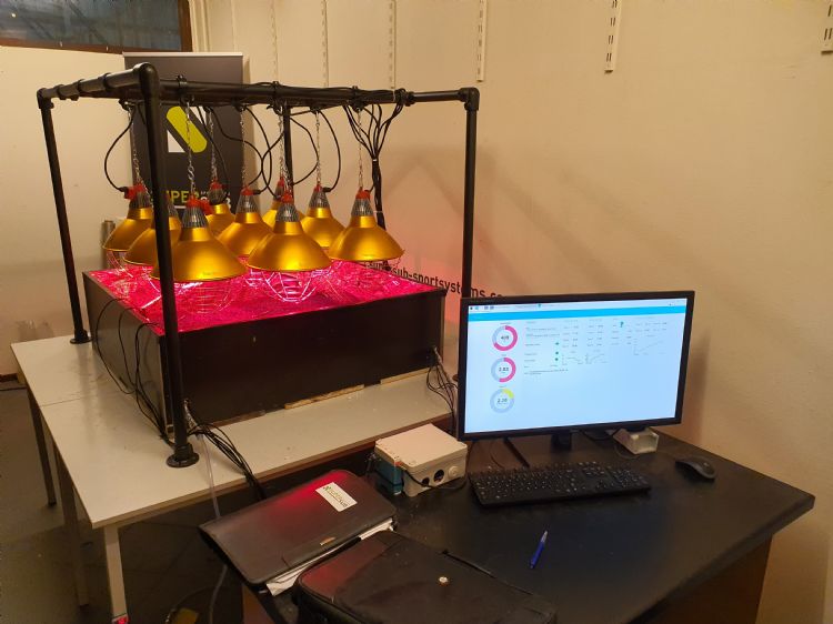 De proefopstelling van het Collectorveld in het eigen 'lab' De proefopstelling van het Collectorveld in het eigen 'lab'