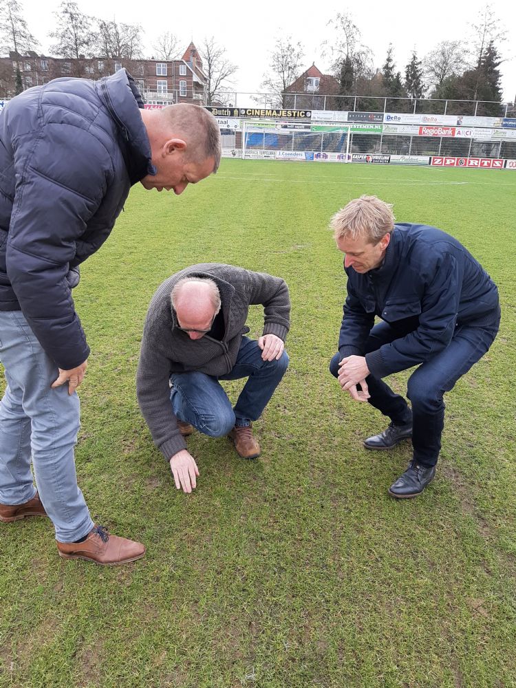 Verhagen wijst de opkomende sprieten aan. Verhagen wijst de opkomende sprieten aan.