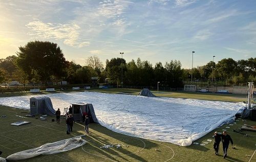 Bovenaanzicht opbouw blaashal (Foto: gemeente Vlaardingen)